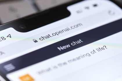 smartphone screen showing the ChatGPT interface on chat.openai.com, highlighting how users interact with AI