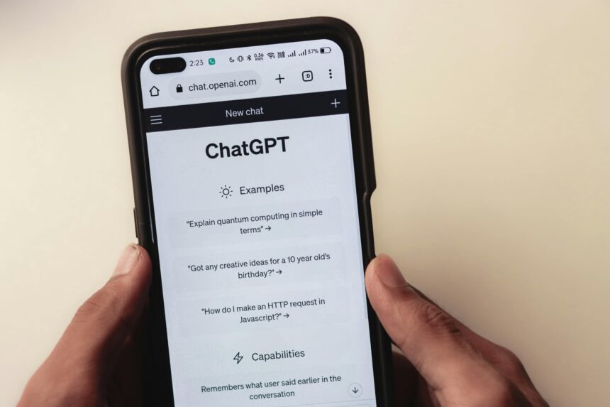 smartphone displaying ChatGPT on the OpenAI website
