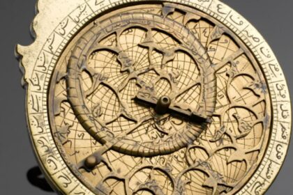 Ancient 11th-century Islamic astrolabe with Arabic and Hebrew inscriptions, discovered in Verona, Italy, showcasing medieval astronomical and navigational technology.