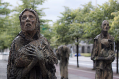 Famine Memorial by Rowan Gillespie, Custom House Quay, Dublin, Ireland.