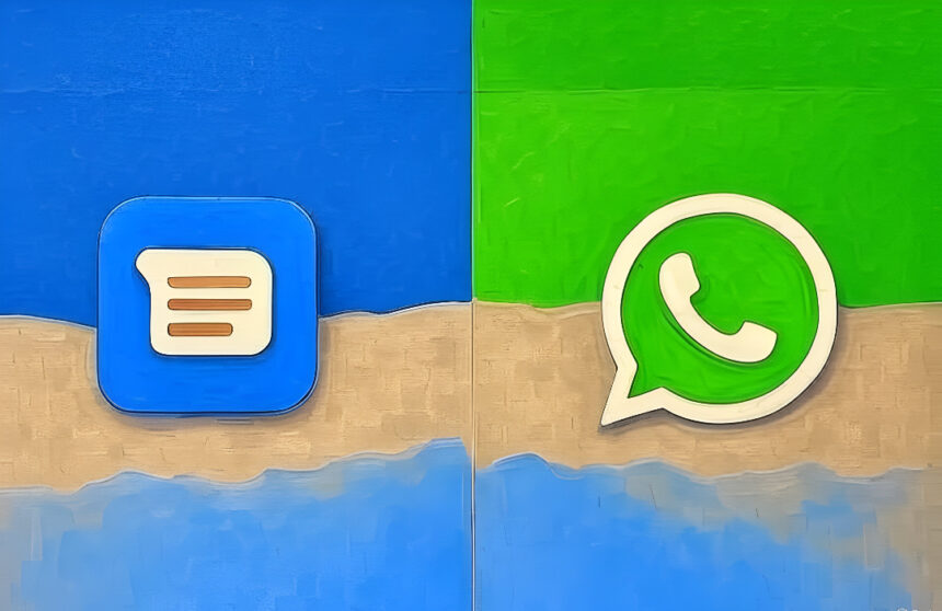 Google Messages real-time location sharing feature competing with WhatsApp
