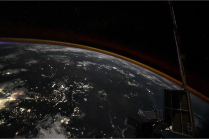 Earth in reverse motion seen from the ISS during Soyuz docking maneuver